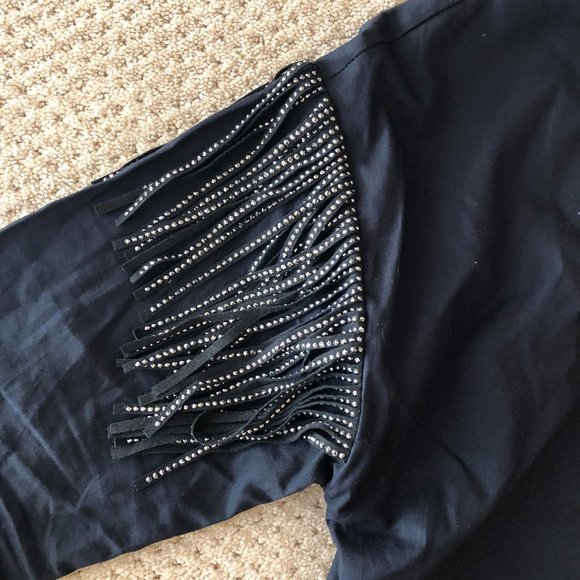 Imperial Black Shirt with Silver Fringe - Picture 4 of 5